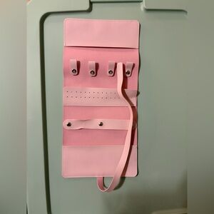 Pink Travel Jewelry Organizer Roll-Up Case